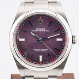 Rolex Oyster Perpetual 39 Steel Red Grape Dial 114300