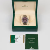 Rolex Oyster Perpetual 39 Steel Red Grape Dial 114300