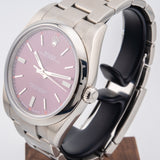 Rolex Oyster Perpetual 39 Steel Red Grape Dial 114300